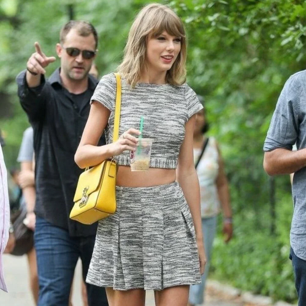 Alice + Olivia Davies Pleated Tweed Skirt ASO Taylor Swift